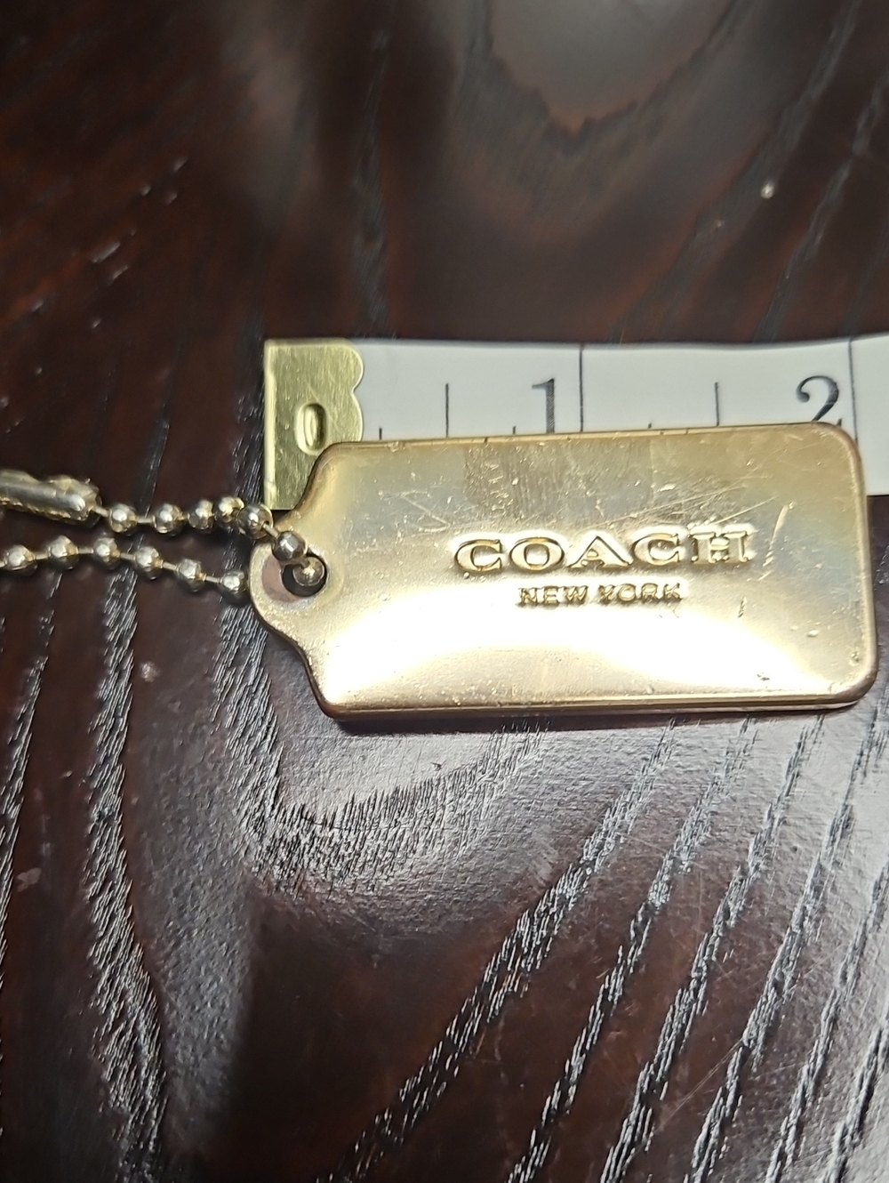 COACH Gold Metal Bag/Purse Tag with Chain - Picture 5 of 7